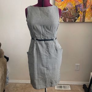 Beautiful Houndstooth Sheath Dress with Belt